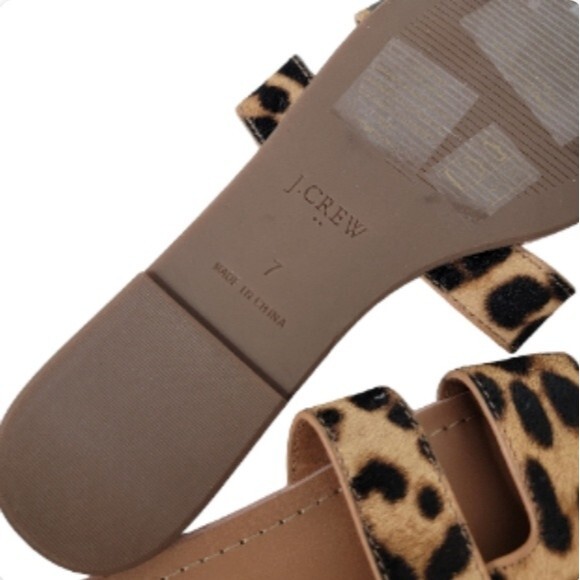 J Crew Calf Hair animal Print Slip on Sandal Size 7 brown black leopard style - Picture 7 of 8
